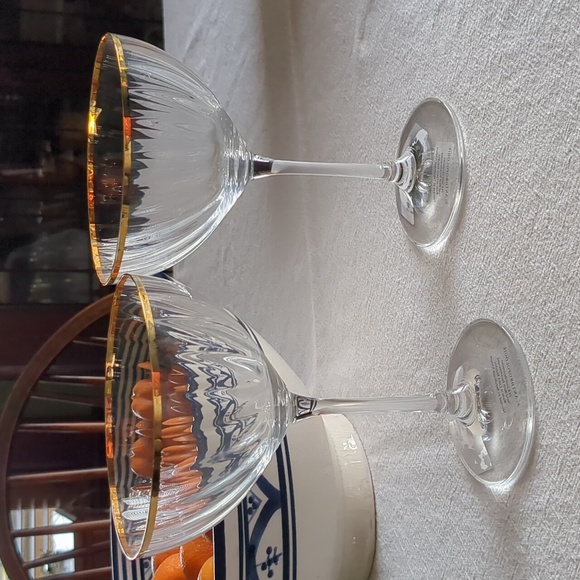 Anthropologie Other - Anthropologie Clear \ Gold Waterfall Coupe Glasses, Set of 2